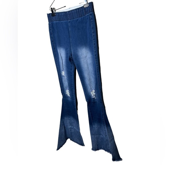 Home Folk Distressed High Rise Ombre Flare Jeans - Picture 6 of 14